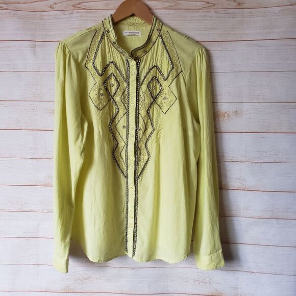 Pilcro Nayeli Beaded Embellished Western Style Shirt Blouse Cotton Size XL - Picture 4 of 16